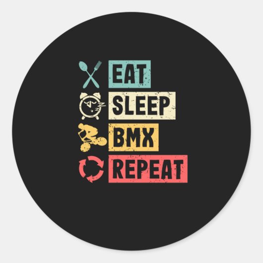 Sticker Rond Mangez Sleep BMX Répéter Vélo Course Drôle Vélo (Devant)