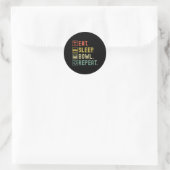 Sticker Rond Mangez Sleep Bowl Répéter Funny Bowling Bowling Bo (Sac)
