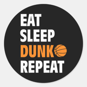 Sticker Rond Mangez Sleep Dunk Répétez Fun Basketball