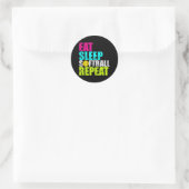 Sticker Rond Mangez Sleep Fastpitball Softball Répéter Funny (Sac)