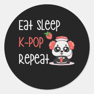 Sticker Rond Mangez Sleep K-Pop Répéter KPop Panda