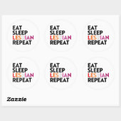 Sticker Rond Mangez Sleep Lesbian Repeat (Feuille)