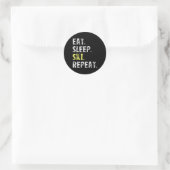 Sticker Rond Mangez Sleep Ski Repeat - Fun Skiing Cadeau (Sac)