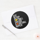 Sticker Rond Mangez Sleep Soft Football Basketball Répéter Funn (Enveloppe)