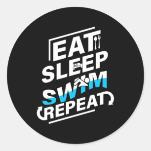 Sticker Rond Mangez Sleep Swim