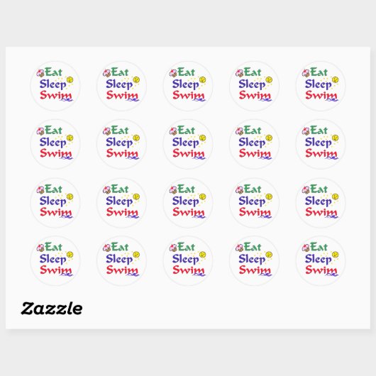 Sticker Rond Mangez Sleep Swim (Feuille)