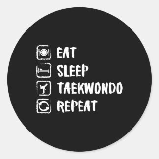 Sticker Rond Mangez Sleep Taekwondo Repeat Sport