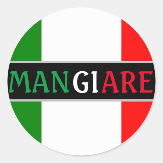 Sticker Rond Mangiare Manger en dîner italien (Devant)