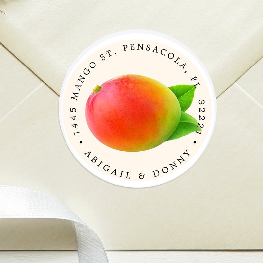Sticker Rond Mango d'été | Sceau d'enveloppe d'adresse