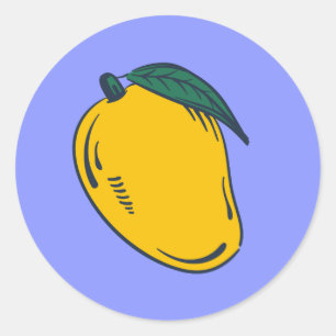 Sticker Rond Mango Fruit Dessiné à la Main Mignon