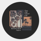 Sticker Rond Manhattan Beach California Ca Retro  (Devant)