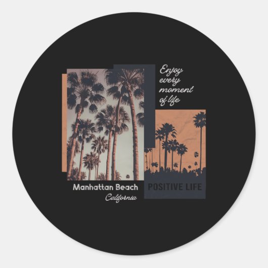Sticker Rond Manhattan Beach California Ca Retro  (Devant)