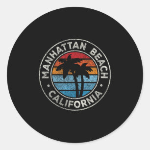 Sticker Rond Manhattan Beach California Ca Vintage Graphisme Re