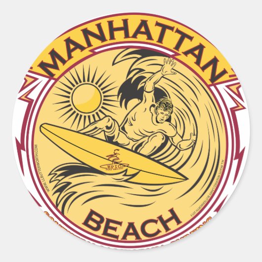 STICKER ROND MANHATTAN BEACH CALIFORNIE (Devant)
