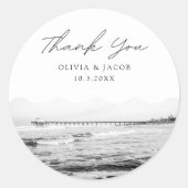 Sticker Rond Manhattan Beach Wedding Favoriser Photo Merci (Devant)