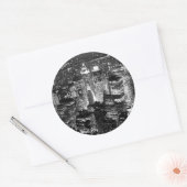 Sticker Rond Manhattan New York nuit Noir et blanc (Enveloppe)
