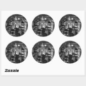 Sticker Rond Manhattan New York nuit Noir et blanc (Feuille)
