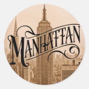 Sticker Rond Manhattan NYC vintage