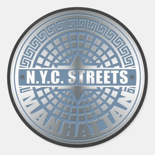 Sticker Rond Manhole Covers Manhattan (Devant)