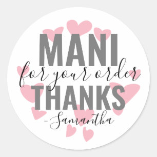 Sticker Rond Mani Merci Pour Votre Commande Clou Coeurs Polonai