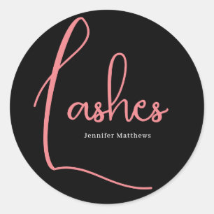 Sticker Rond Manicuriste de technicien de lashes de glam rose n