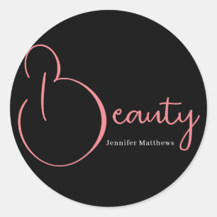 Sticker Rond Manicuriste moderne glam rose néon technicien de b