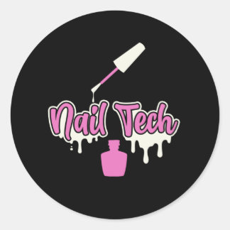 Sticker Rond Manicuriste Nail Tech Polonais Couleur Beauté Pedi