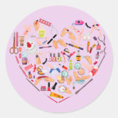 Sticker Rond Manicuriste Nail Technicien Outil Coeur (Devant)