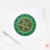 Sticker Rond Manifest Your Magic Golden Pentacle Nature Green (Enveloppe)