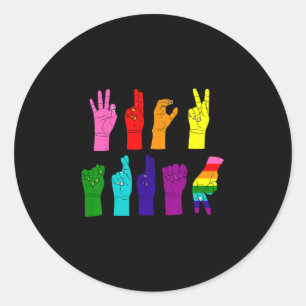 Sticker Rond Manifestation anti-Trump ASL Langue des signes LGB