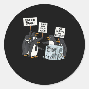 Sticker Rond Manifestation de pingouins contre les tarifs douan