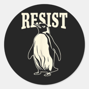 Sticker Rond Manifestation de Pingouins Contre Tari