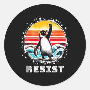Sticker Rond Manifestation de Pingouins Contre Tari