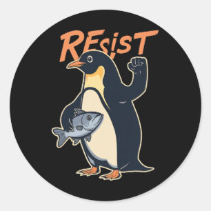 Sticker Rond Manifestation de protestation de l'activiste Pengu