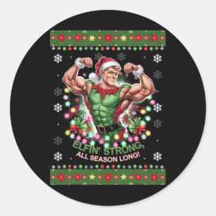 Sticker Rond Manifestation Elf de Noël Elfin' Strong Toute la s