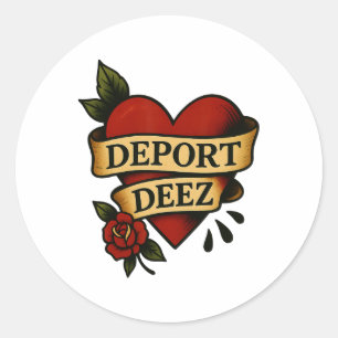 Sticker Rond Manifeste contre la déportation de Deez Ice Immigr