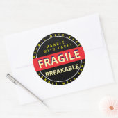 Sticker Rond Manipuler avec soin Objets fragiles cassables (Enveloppe)