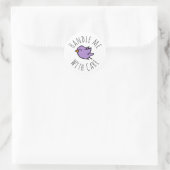 Sticker Rond Manipulez-moi avec soin Dessin d'oiseau violet mig (Sac)