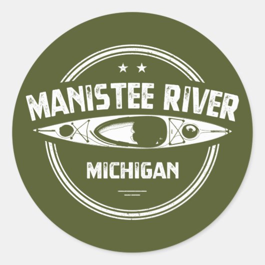 Sticker Rond Manistee River, Michigan (Devant)