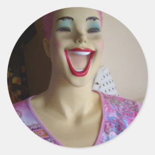 Sticker Rond mannequin riant