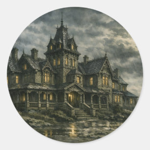 Sticker Rond Manoir victorien par BurnsInHell