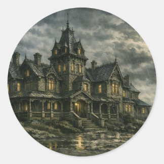 Sticker Rond Manoir victorien par BurnsInHell