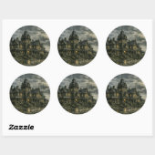 Sticker Rond Manoir victorien par BurnsInHell (Feuille)