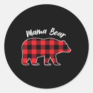Sticker Rond Manque d'ours de maman Rouge Plaqué Pyjama Famille