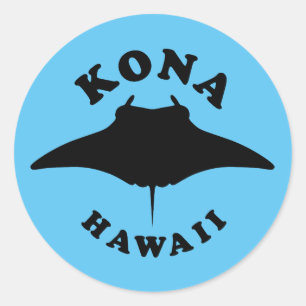 Sticker Rond Manta Ray Plongée à Kona, Hawaii