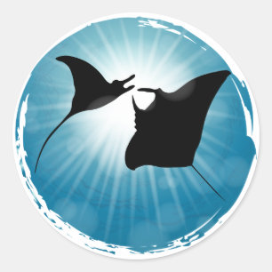 Sticker Rond Manta Ray Vie aquatique sous-marine