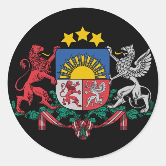 Sticker Rond Manteau d'armoiries letton (Devant)