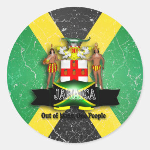 Sticker Rond Manteau de la Jamaïque d'autocollant de bras