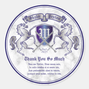 Sticker Rond Manteau de Merci de cheval Emble d'argent de
