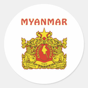Sticker Rond Manteau de Myanmar des bras